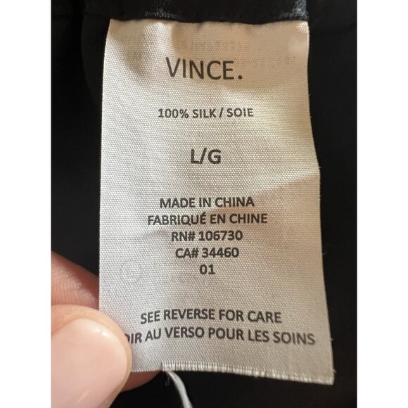 Vintage Vince navy silk pull-on pants flowy wide leg sz L officecore minimalist - Picture 5 of 10